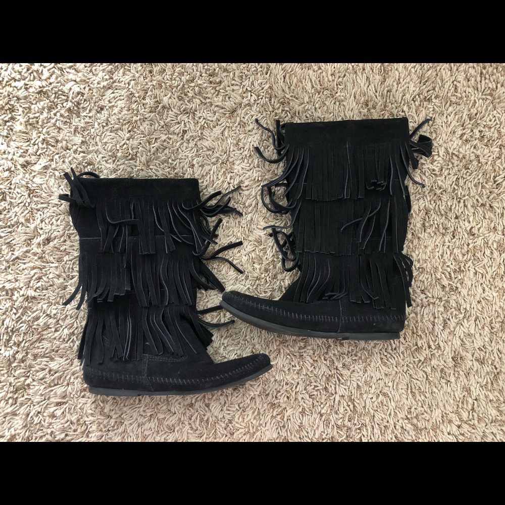 Black Indian Fringe Boots